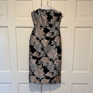 Floral Jacquard Strapless Dress